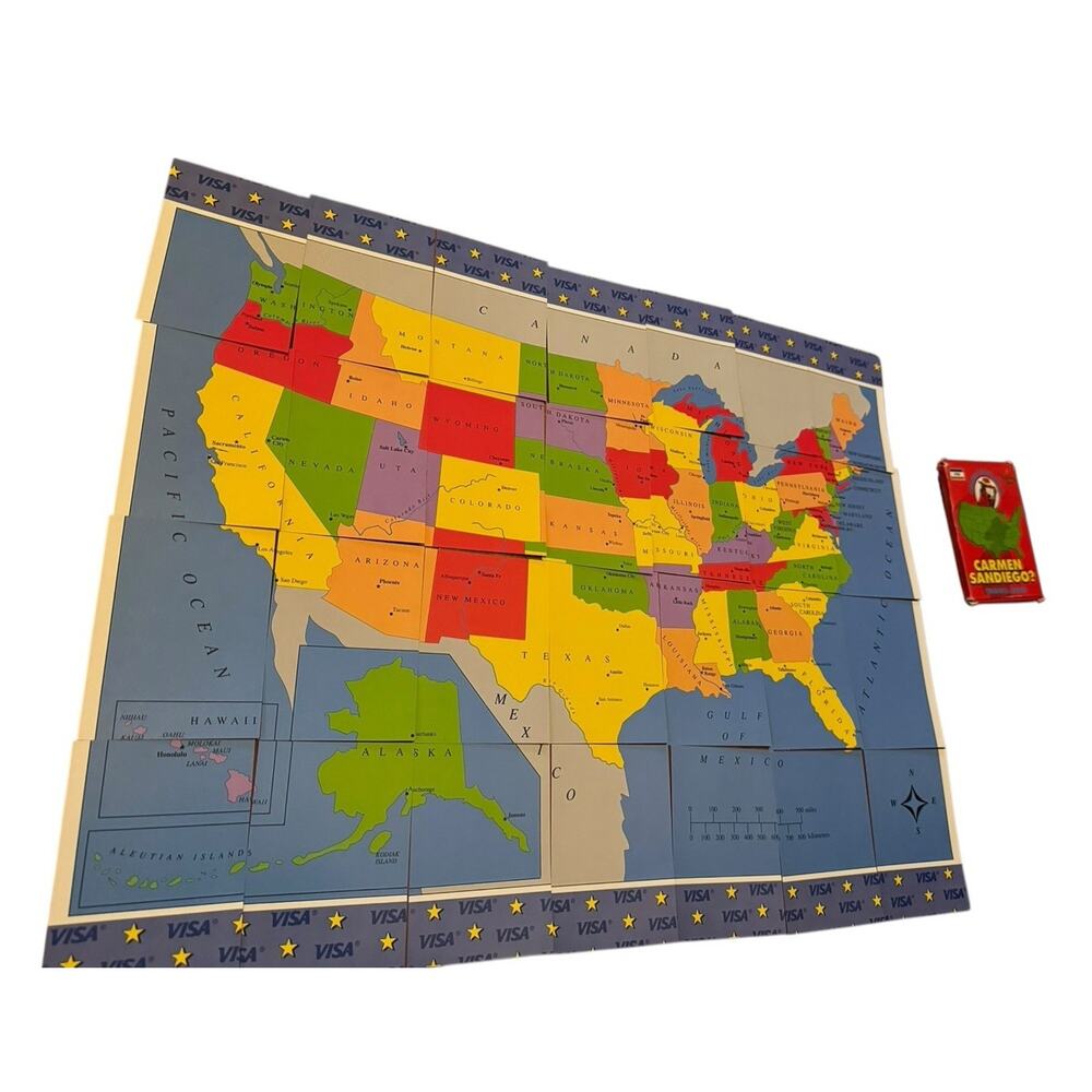 VTG 1992 Carmen Sandiego Travel Card Game Holiday‎ Inn VISA Promo USA Edition